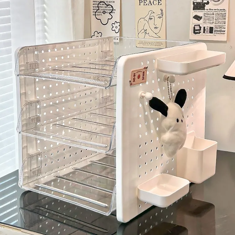 桌面收纳盒学生大号书本文具整理盒洞洞板办公桌大容量文件置物架