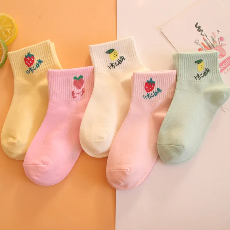 袜子女孩卡通糖果色学生袜运动棉袜袜子女夏季薄款儿童女宝短筒