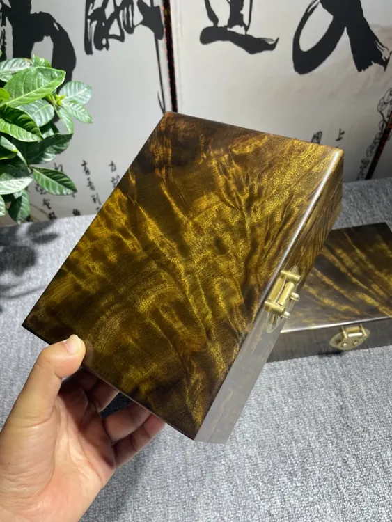 小叶金丝楠乌木首饰盒阴沉木珠宝盒木质雕刻楠木工艺品