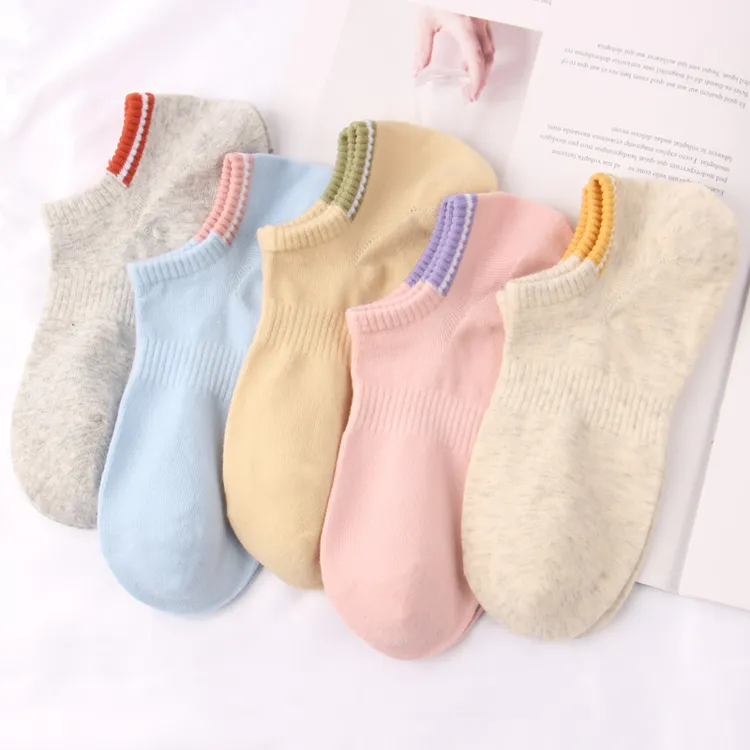 女士春夏薄棉隐形船袜浅口低帮短袜纯棉运动袜防滑不掉跟男士船袜
