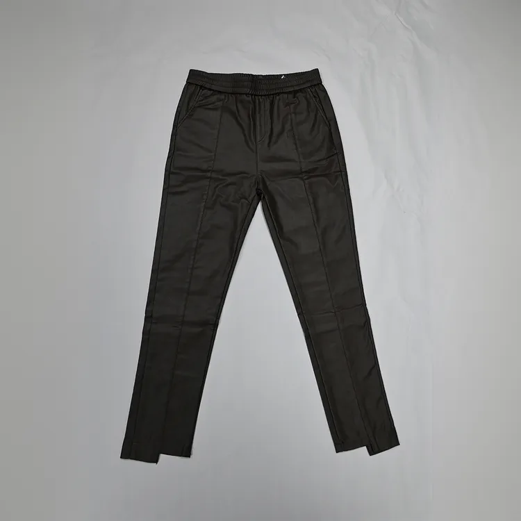 Ba xi lian/芭汐恋欧货涂层皮裤女秋冬新款裤子松紧腰加绒休闲裤