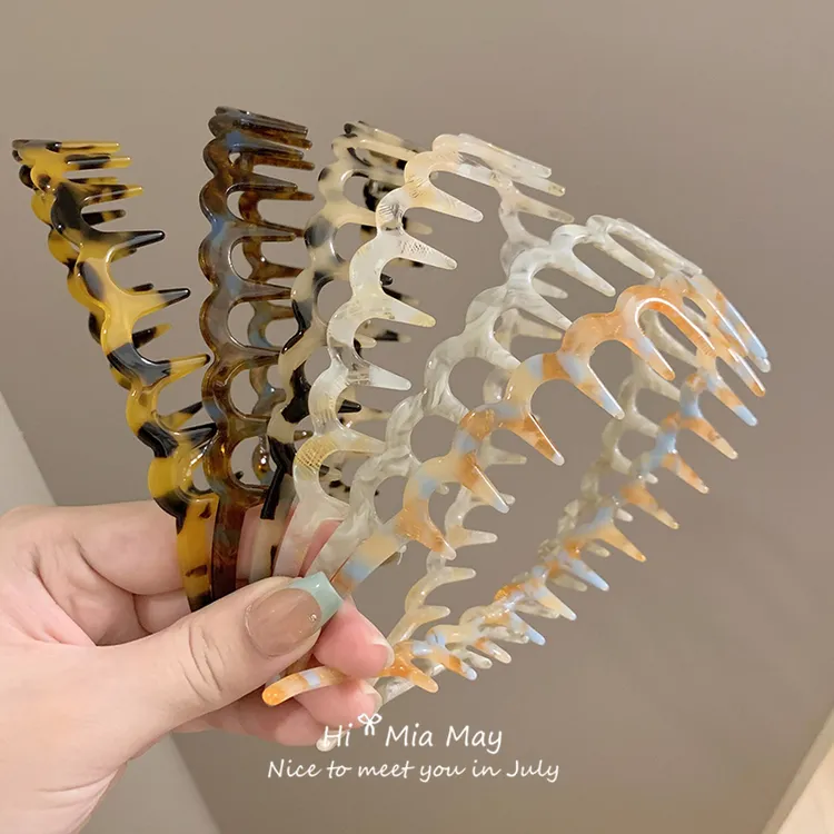 韩国醋酸豹纹波浪发箍女蓬松纹理高颅顶洗脸压发头箍高级感发饰