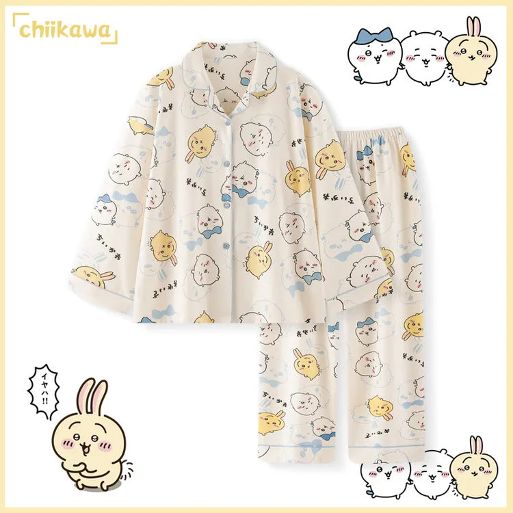 chiikawa睡衣女套装春秋季纯棉长袖长裤可爱乌萨奇小八家居服秋天