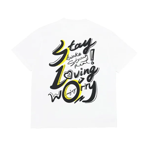 LUMJOY【3S1L0W】白色宽松版T恤 男女同款 原创涂鸦满印国潮纯棉