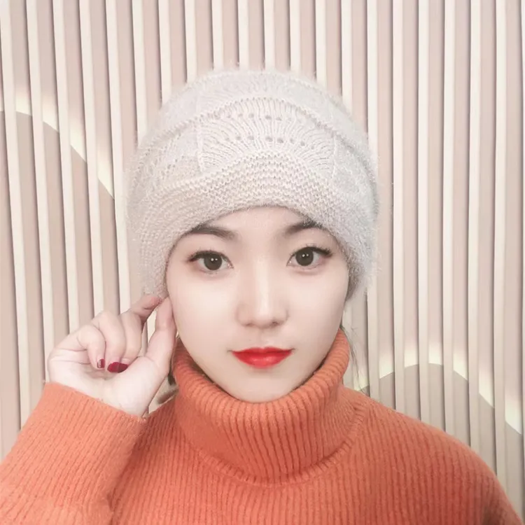 女士秋冬护耳帽 可梳辫子针织保暖抽绳堆堆帽 时尚百搭包头毛线帽