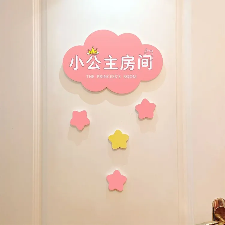 小公主房儿童房门贴饰女孩卧室门房间门牌门贴创意装饰3d立体墙贴
