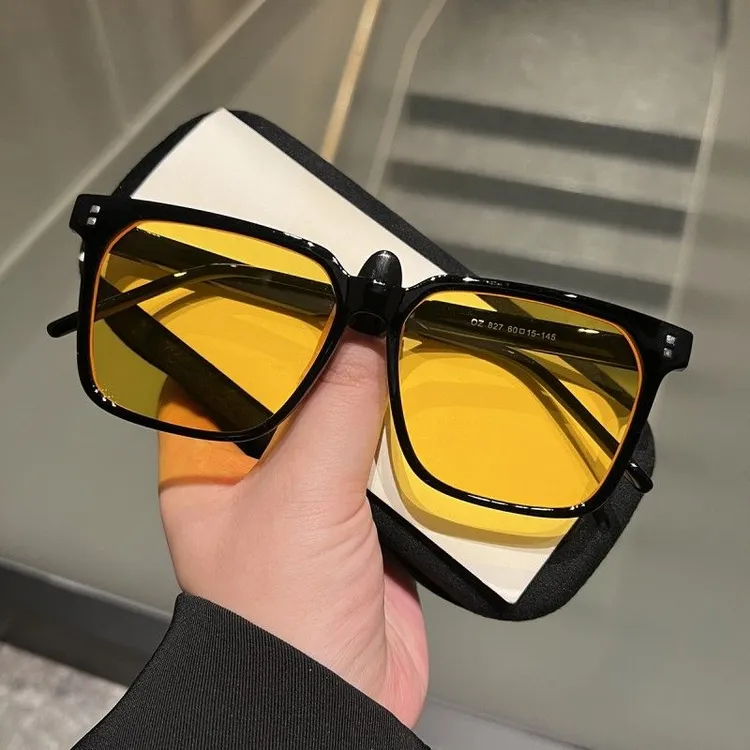 时尚方框墨镜男士潮大脸显瘦开车防紫外线黑色框太阳眼镜女高级感