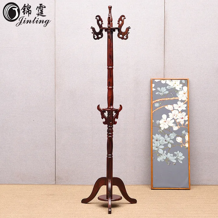 国标红木凤头衣架挂衣架衣帽架新中式印尼黑酸枝阔叶黄檀卧室实木