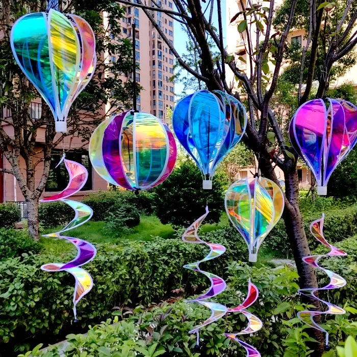 新款七彩热气球风车悬挂风转炫彩旋转梦幻彩虹国庆节户饰活动装饰