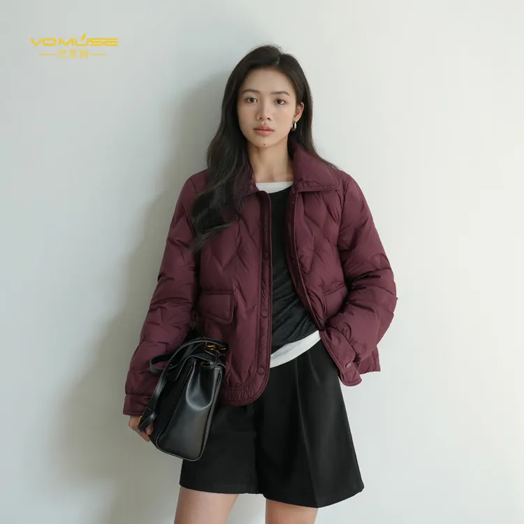 梵慕斯轻薄90白鸭绒女羽绒服短款安哥拉红小个子翻领外套冬季新款
