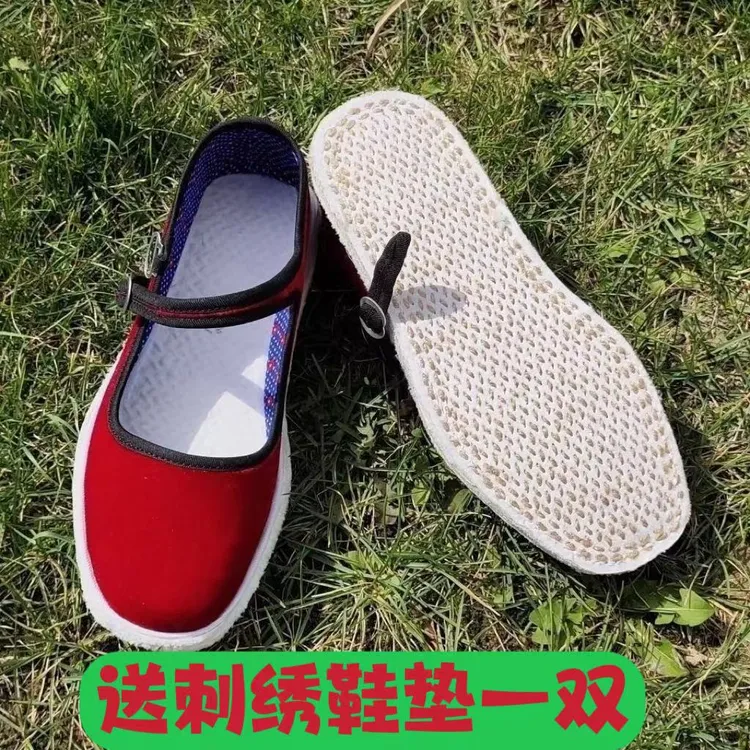 手工千层底布鞋~女士方口系带布底麻绳纳底(结婚嫁妆陪嫁鞋)