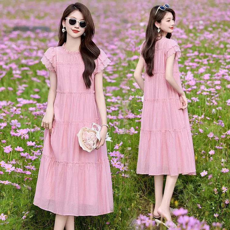 法式小香风连衣裙女2025夏季新款时尚轻奢高级感气质宽松遮肚显瘦