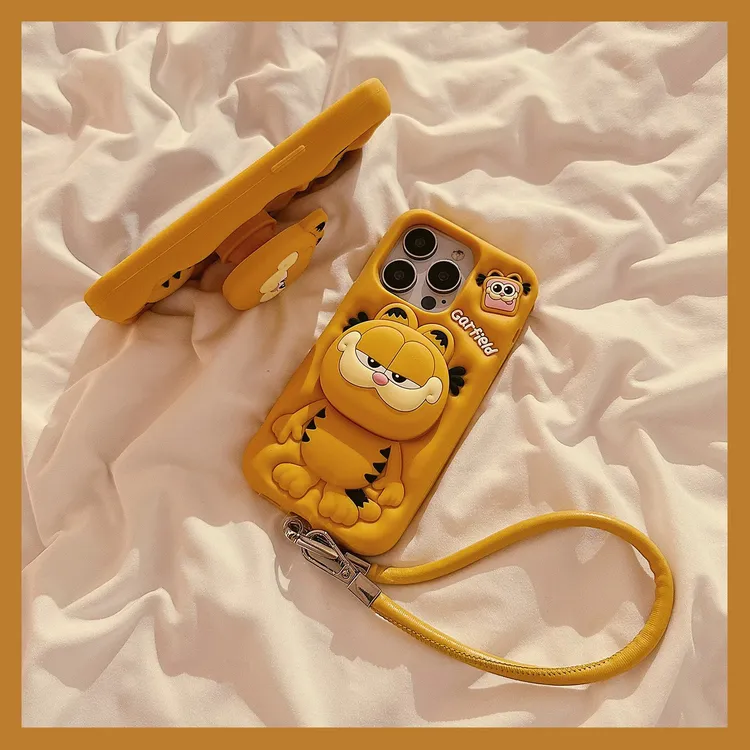 卡通立体加菲猫支架iPhone16promax适用苹果15手机壳12软14女13男