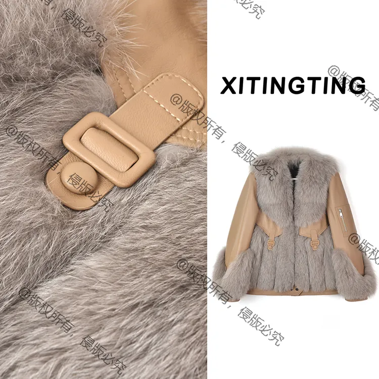 【喜婷婷】XC009气质款整皮狐狸毛绵羊皮外套90白鹅绒保暖大衣秋冬