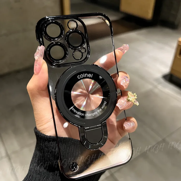 苹果17ProMax电镀无边框iPhone14磁吸支架13自带镜头膜16保护套15