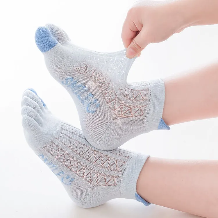 网眼儿童五指袜网眼薄款透气男女分趾袜夏季春夏脚趾袜子吸汗小孩