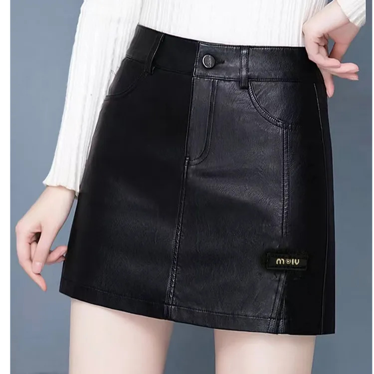 前裙后裤女2025新款拉链松紧高腰显瘦裙裤外穿阔腿大码女靴裤短裤
