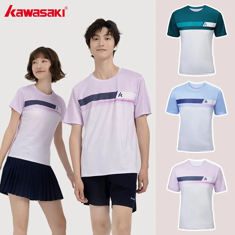 kawasaki/川崎K1C02-B1962 夏季透气休闲时尚羽毛球服圆领短袖T恤