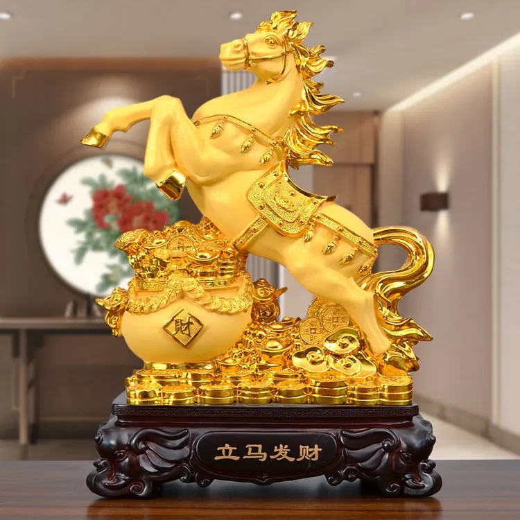 立马发财摆件中式客厅酒柜电视柜办公室高档马到成功摆件开业礼品