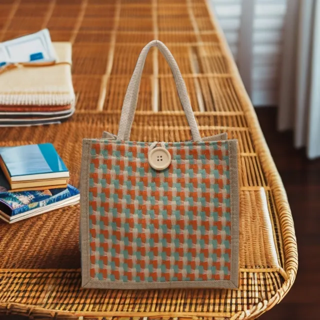手提麻布包女新款饭盒包手礼袋黄麻编织手拎小挎包单肩上班族时尚