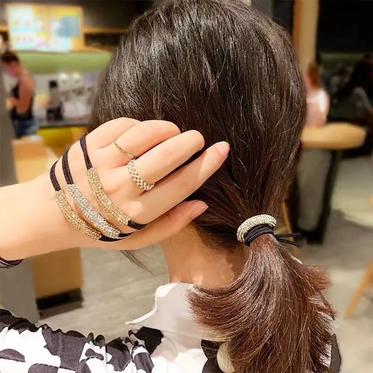 闪亮水钻头绳气质女扎头发绳马尾高弹力皮筋发圈发饰韩版简约ins商品图
