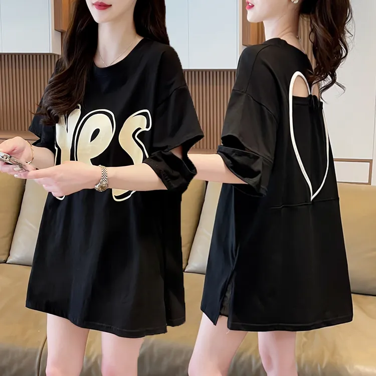 露肩露背设计感纯棉短袖T恤女夏季新款韩版宽松百搭大码洋气上衣