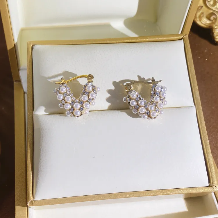 铜合金耳饰 Hiluck轻奢珠珠水钻耳环时尚气质耳饰！