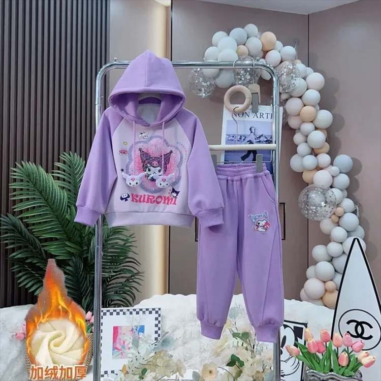 女童秋冬运动休闲2024新款秋季网红韩系洋气潮流加绒卫衣两件套潮