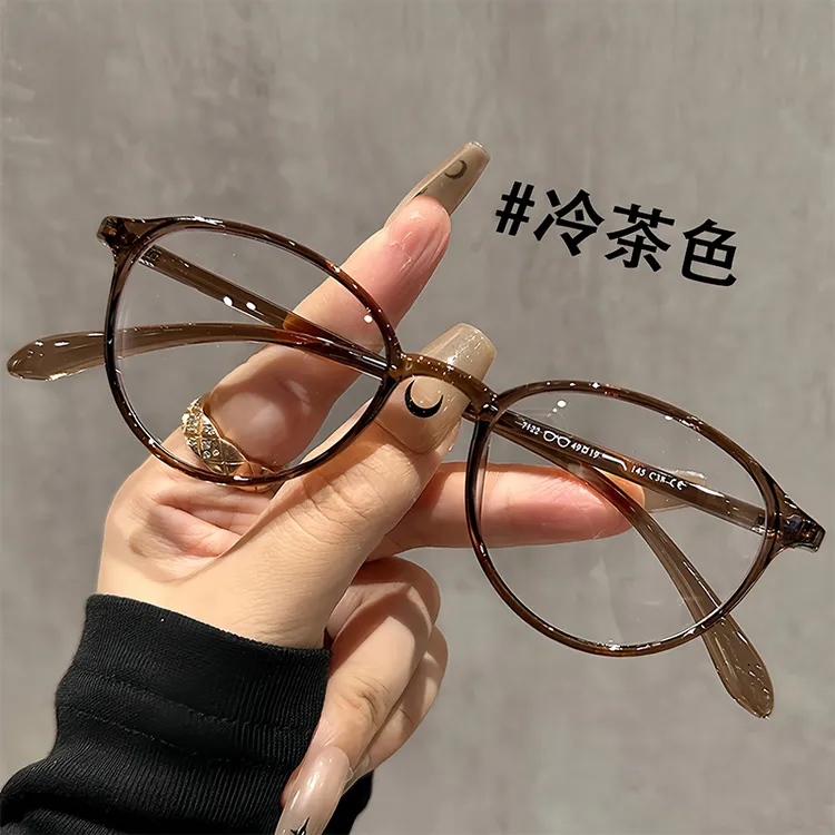 超轻冷茶色小框防辐射高颜值防蓝光眼镜小脸素颜平光可配近视变色