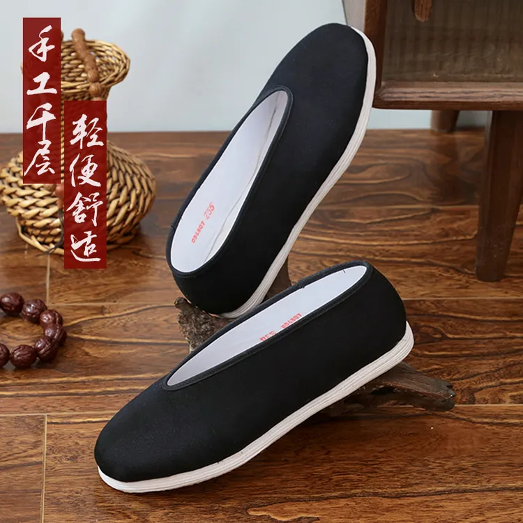圆口千层底布鞋软底传统手工纳底老北京布鞋男士千层底纯手工布鞋