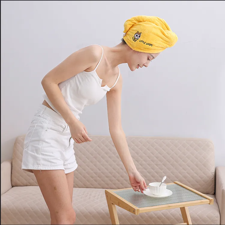 发2个  珊瑚绒吸水卡通干发帽包头神器柔软可爱网红浴帽速干