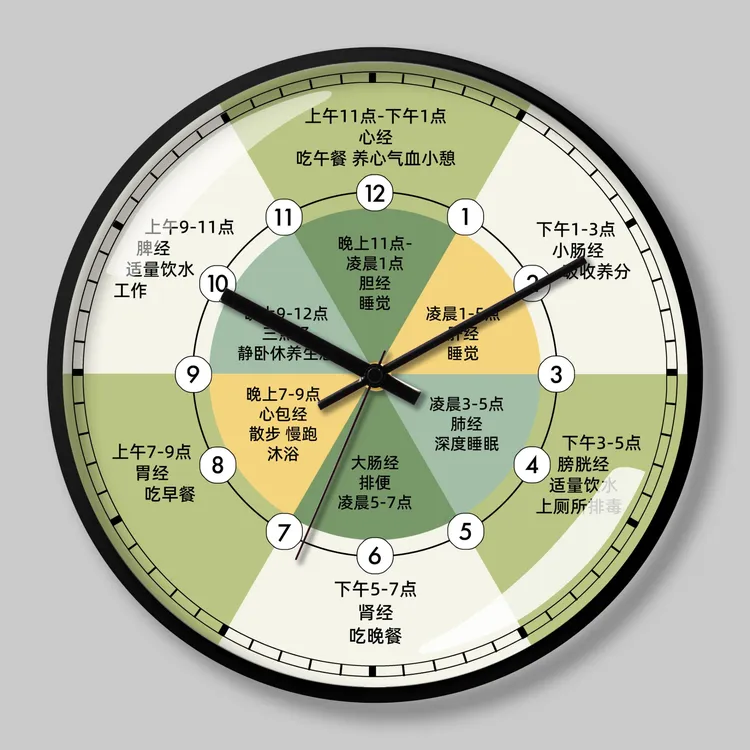 子午流注艾灸店中医药店理疗挂钟养生馆时钟十二时辰钟表定制挂表