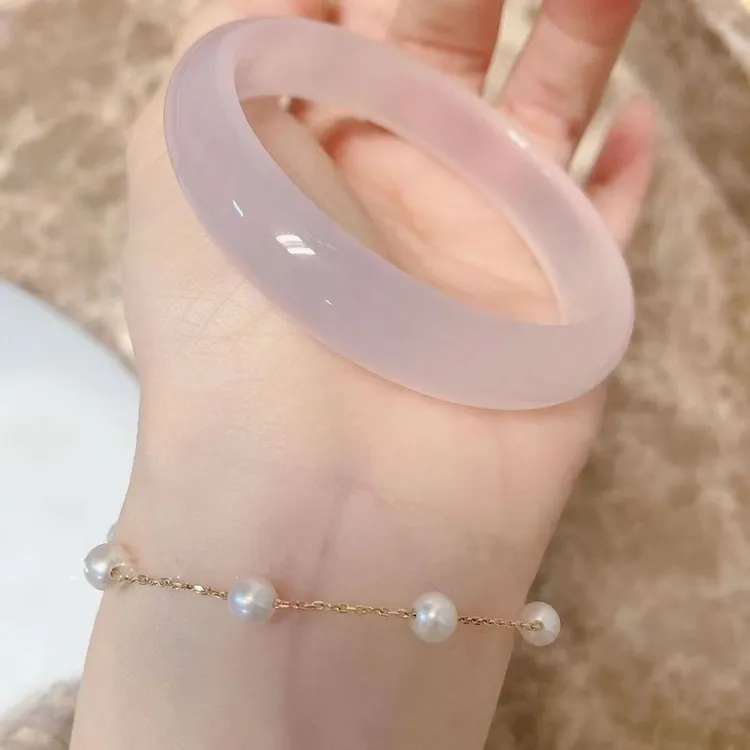 天然荔枝冻白月光玉髓手镯玉石玛瑙荔枝冻白月光玉手镯子气质温柔