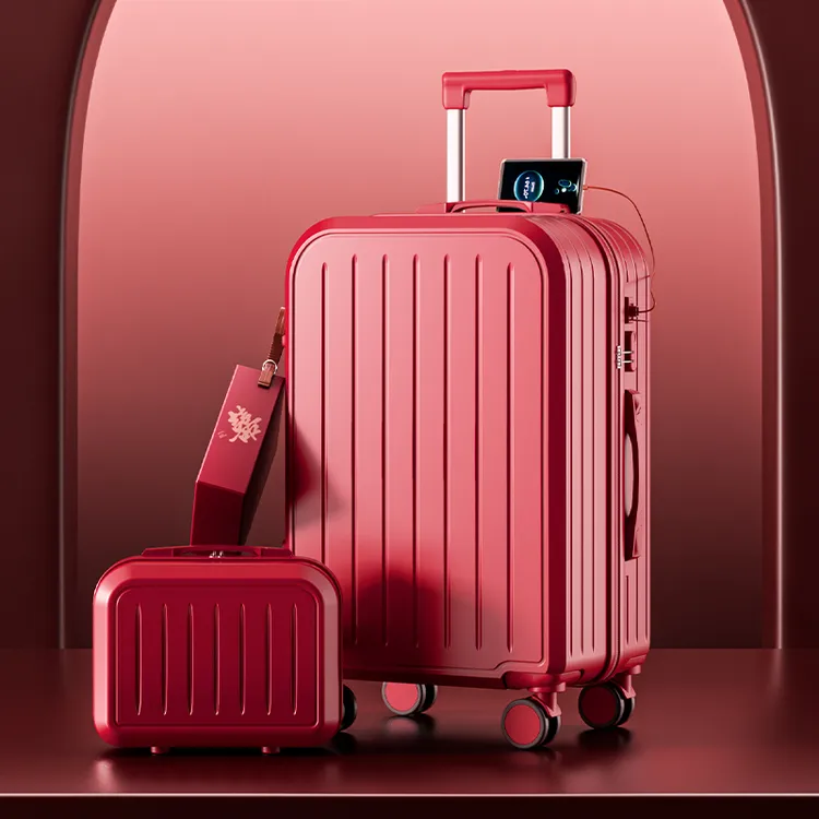结婚行李箱红色订婚新娘婚礼陪嫁箱女拉杆箱密码嫁妆箱子结实耐用