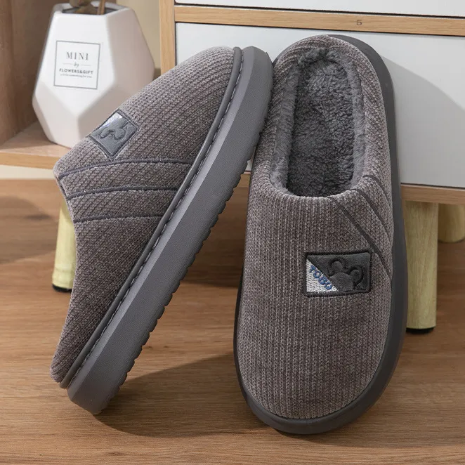 男士棉拖鞋秋冬季保暖居家室内厚底暖脚防滑家用加绒冬天棉拖鞋男