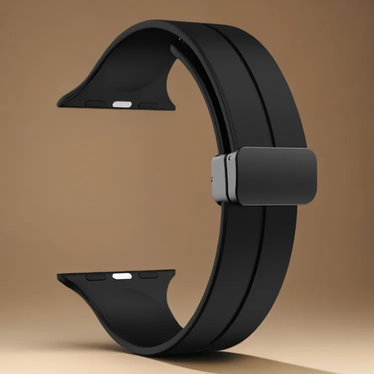 适用通用手表iwatch折叠扣硅胶磁吸表带华强北S9S10手表运动表带