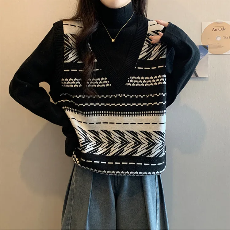 大码女装遮肚子假两件半高领针织打底衫女秋冬胖妹妹宽松显瘦上衣