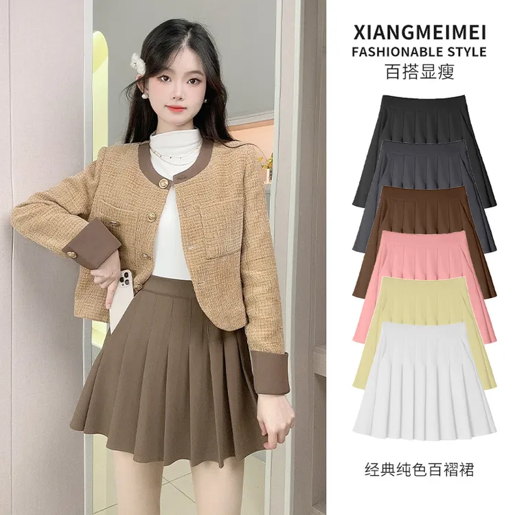 高腰显瘦女款显瘦洋气A女款洋气A短裙女款百褶裙女款爆款2025新款