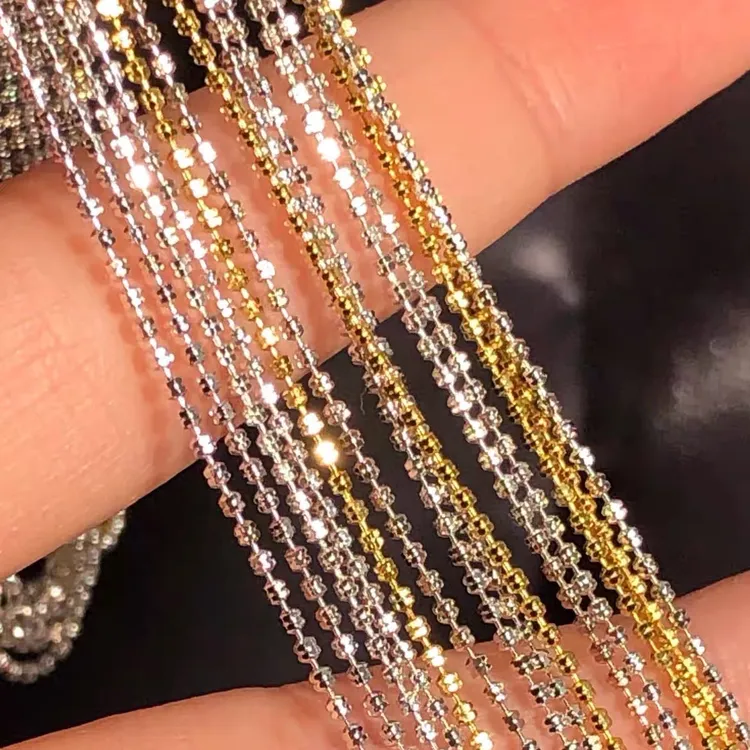 链子925银 银索纯银双闪珠链爆闪珠车花项链银链百搭2025新款