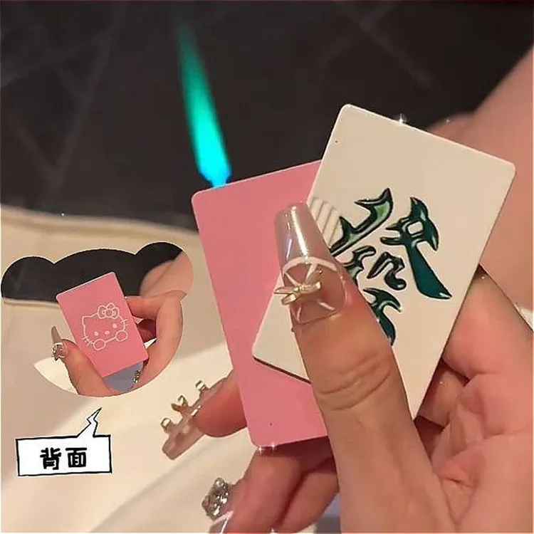 个性网红ins女孩子粉色麻将凯蒂猫防风打火机创意高颜值精致闺蜜