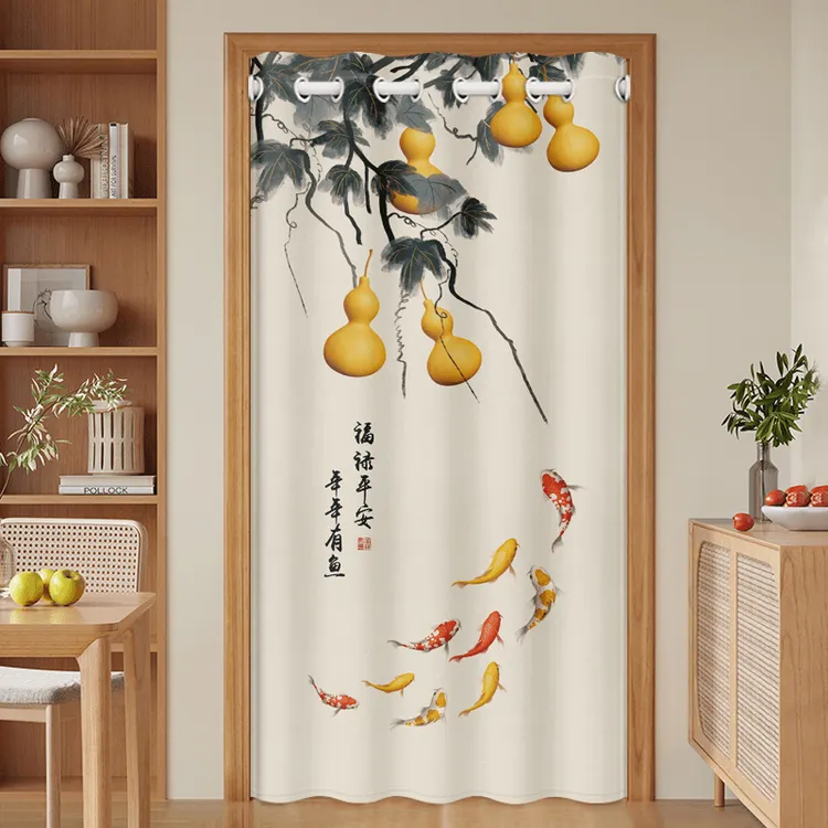 中式古风半帘葫芦门帘隔断帘家用卧室免打孔门对门化解风水遮挡帘