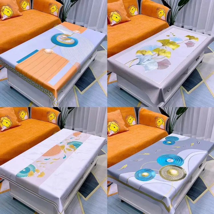 精雕镭射防水防尘温馨现代免洗耐高温家用长方形PVC餐桌茶几桌布