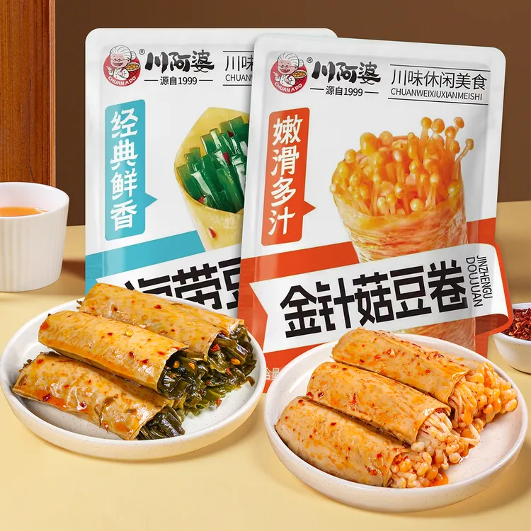 川阿婆海带金针菇豆皮香辣饱腹宝藏零食双十一好物豆卷1袋6小包