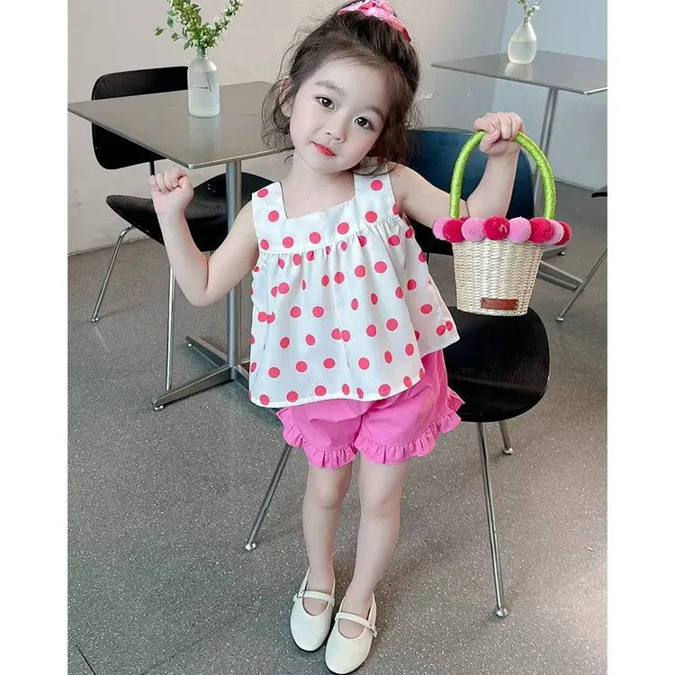 女童夏装背心套装儿童新款女宝宝无袖衣服时髦洋气小童夏季两件套