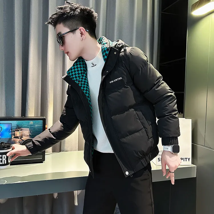 潮牌痞帅连帽棉服男冬季高级感休闲短款袄子2024新款男士棉衣外套