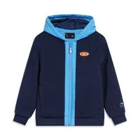 李宁童装男小童秋冬季加绒舒适休闲运动拼接外套YFDT165-B品