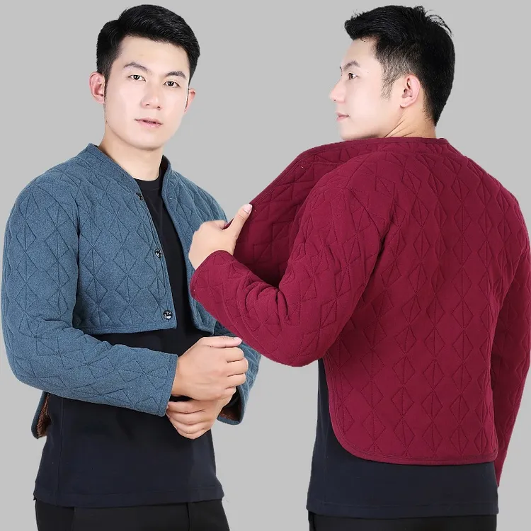 中老年男装加绒加厚护肩保暖德绒防寒小马甲爸爸款加大加肥坎肩