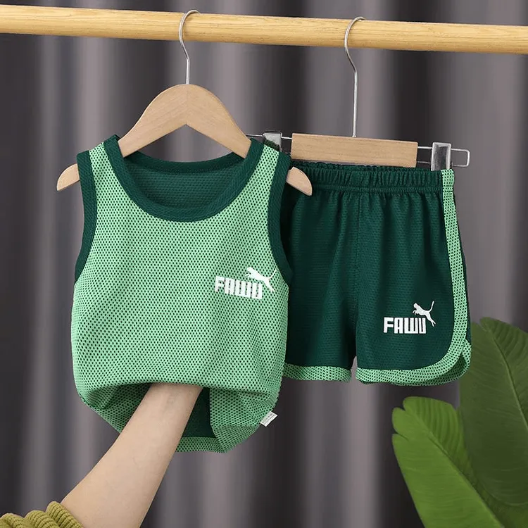 【夏季新款】儿童运动速干背心套装中大童网眼无袖篮球服实验两件套商品图
