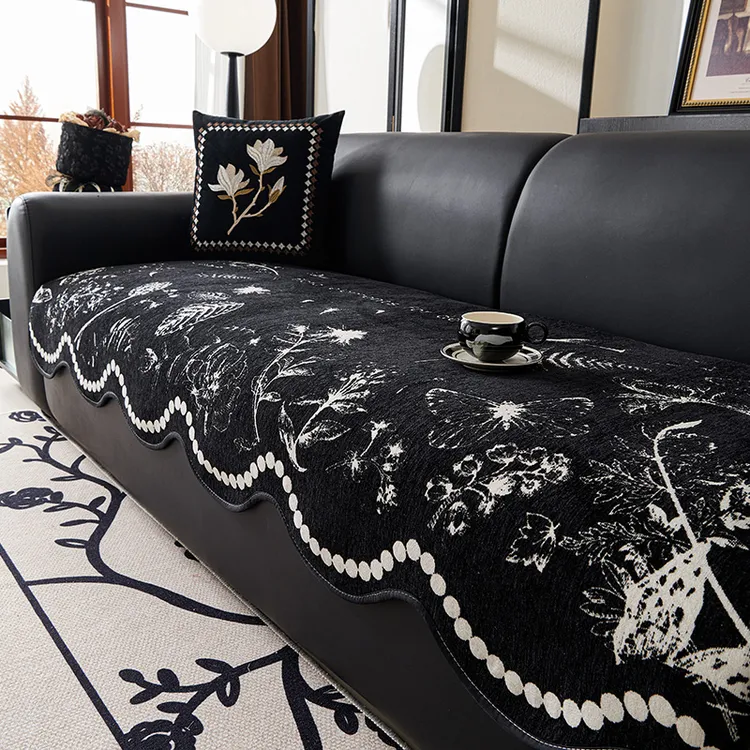 (异形白露)萧邦新款雪尼尔沙发垫四季防猫抓防滑坐垫轻奢高级感