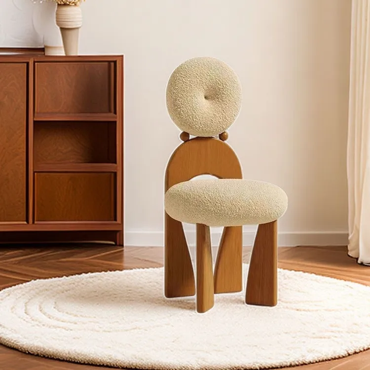 北欧网红法式餐椅设计师复古简约化妆卧室耳环靠背椅实轻奢家具T